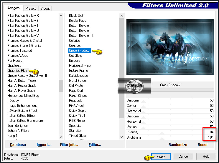 Effecten - Insteekfilters - <I.C.NET Software> - Filters Unlimited 2.0 - Graphics Plus - Cross Shadow