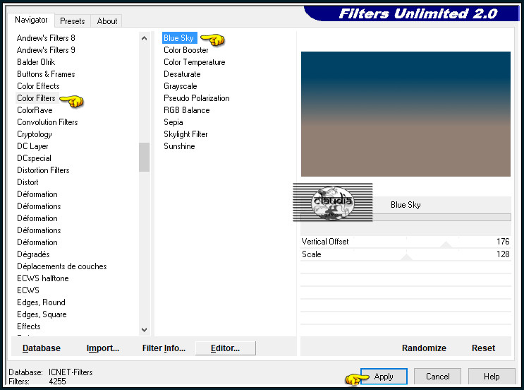 Effecten - Insteekfilters - <I.C.NET Software> - Filters Unlimited 2.0 - Color Filters - Blue Sky