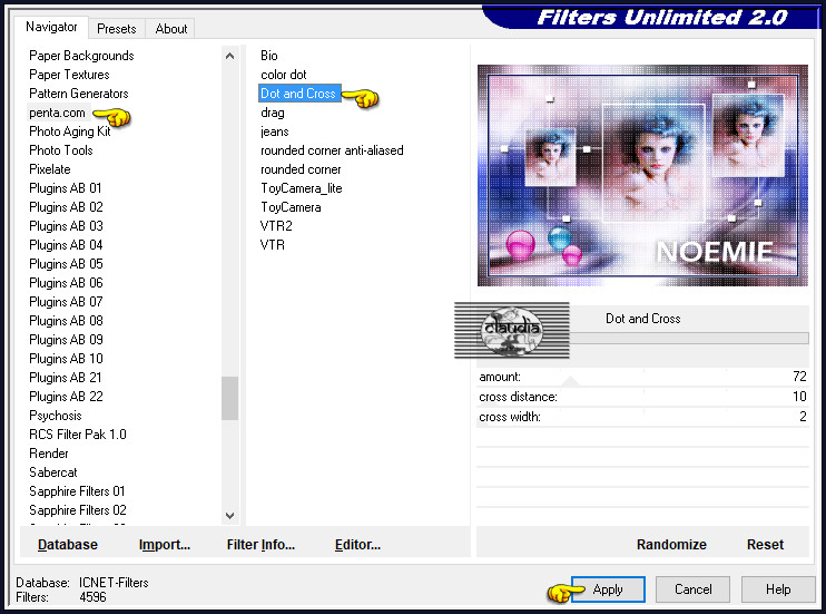 Effecten - Insteekfilters - <I.C.NET Software> - Filters Unlimited 2.0 - penta.com - Dot and Cross