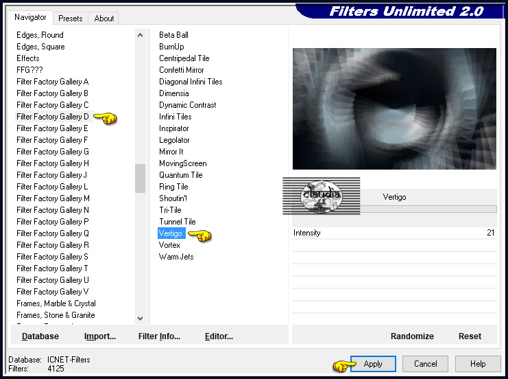 Effecten - Insteekfilters - <I.C.NET Software> - Filters Unlimited 2.0 - Filter Factory Gallery D - Vertigo