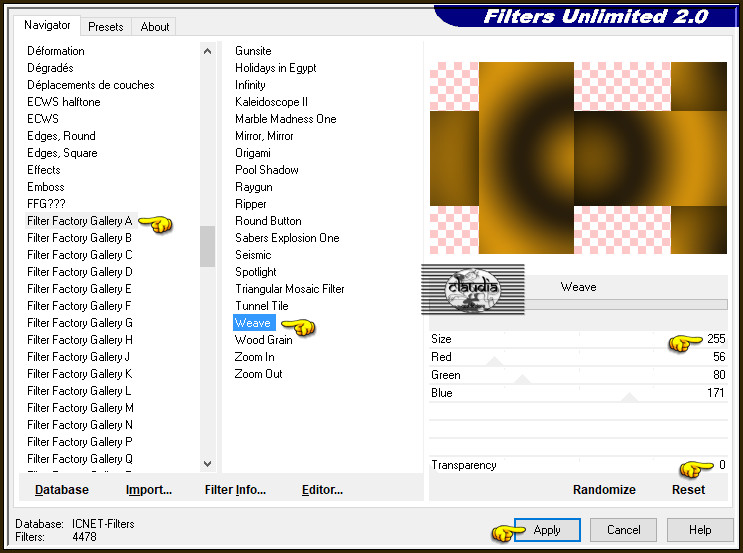 Effecten - Insteekfilters - <I.C.NET Software> - Filters Unlimited 2.0 - Filter Factory Gallery A - Weave 