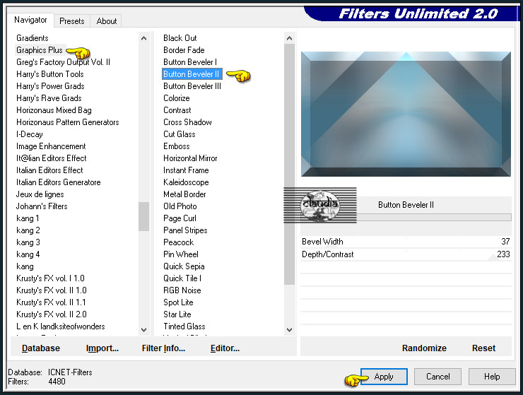 Effecten - Insteekfilters - <I.C.NET Software> - Filters Unlimited 2.0 - Graphics Plus - Button Beveler II