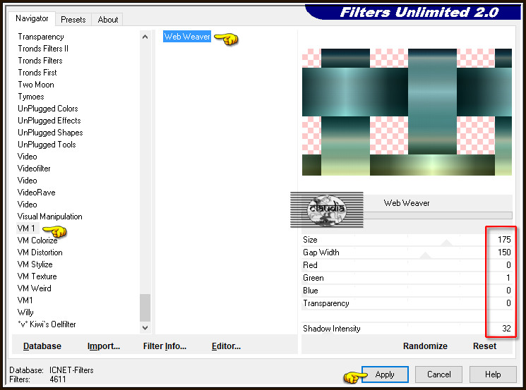Effecten - Insteekfilters - <I.C.NET Software> - Filters Unlimited 2.0 - VM 1 - Web Weaver