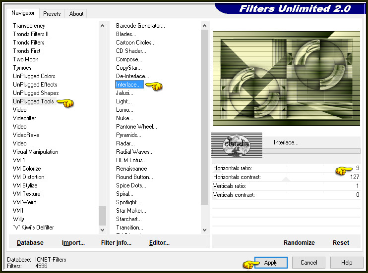 Effecten - Insteekfilters - <I.C.NET Software> - Filters Unlimited 2.0 - UnPlugged Tools - Interlace
