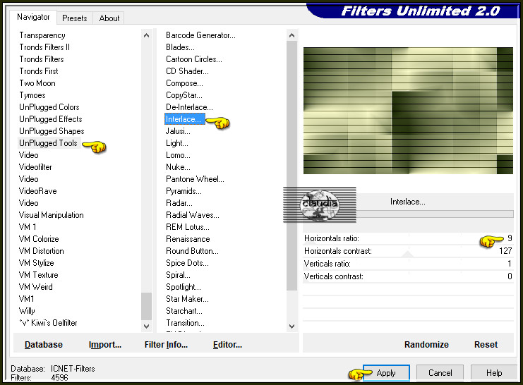 Effecten - Insteekfilters - <I.C.NET Software> - Filters Unlimited 2.0 - UnPlugged Tools - Interlace