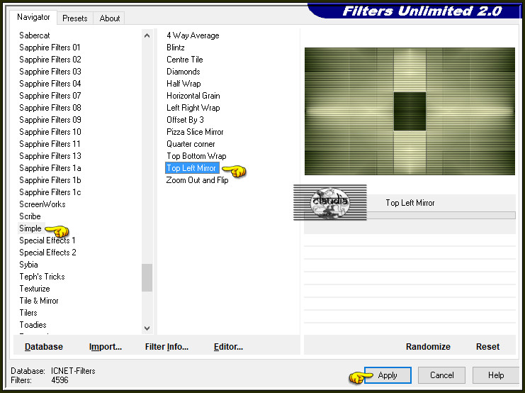 Effecten - Insteekfilters - <I.C.NET Software> - Filters Unlimited 2.0 - Simple - Top Left Mirror