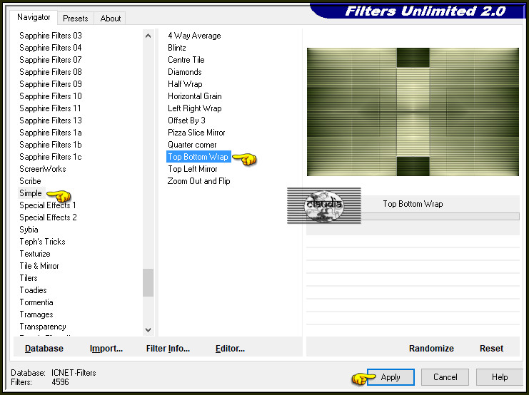 Effecten - Insteekfilters - <I.C.NET Software> - Filters Unlimited 2.0 - Simple - Top Bottom Wrap