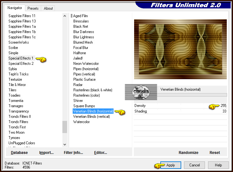 Effecten - Insteekfilters - <I.C.NET Software> - Filters Unlimited 2.0 - Special Effects 1 - Venetian Blinds (horizontal)