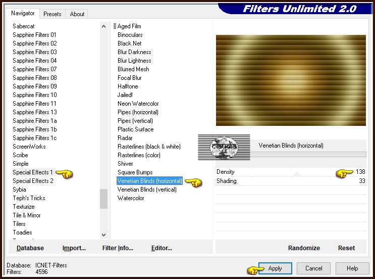 Effecten - Insteekfilters - <I.C.NET Software> - Filters Unlimited 2.0 - Special Effects 1 - Venetian Blinds (horizontal)
