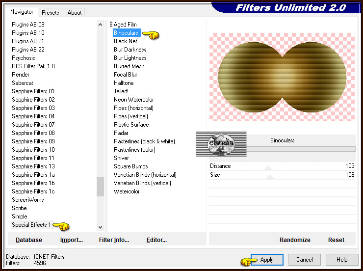 Effecten - Insteekfilters - <I.C.NET Software> - Filters Unlimited 2.0 - Special Effects 1 - Binoculars