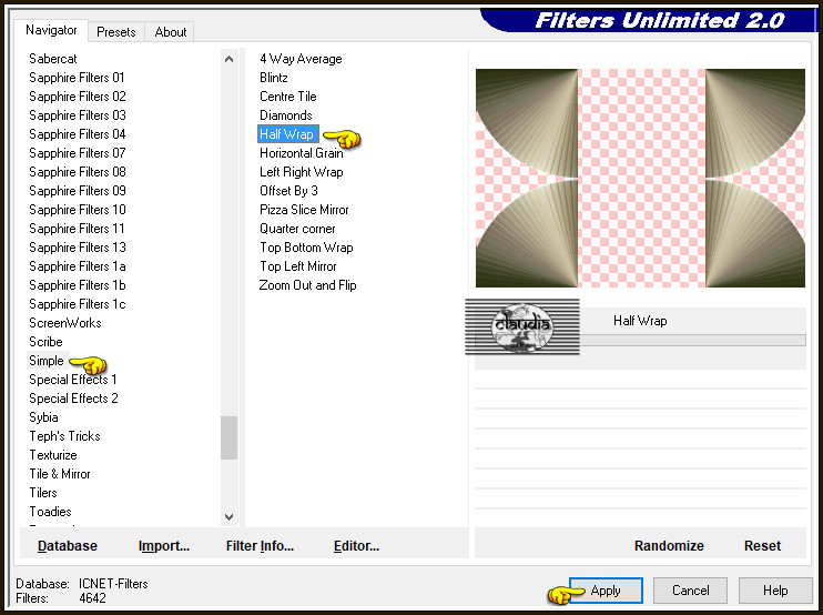 Effecten - Insteekfilters - <I.C.NET Software> - Filters Unlimited 2.0 - Simple - Half Wrap :
