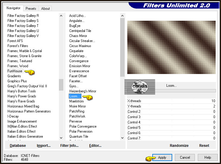 Effecten - Insteekfilters - <I.C.NET Software> - Filters Unlimited 2.0 - FunHouse - Loom... :