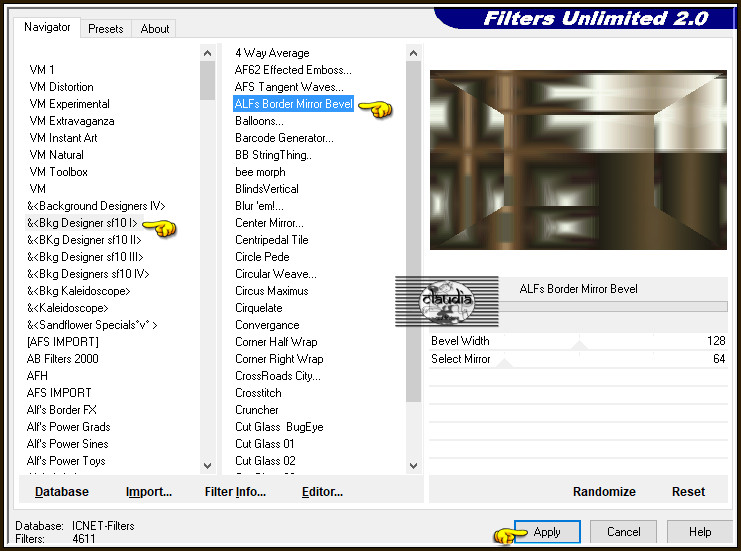 Effecten - Insteekfilters - <I.C.NET Software> - Filters Unlimited 2.0 - &<Bkg Designer sf10 I> - ALFs Border Mirror Bevel