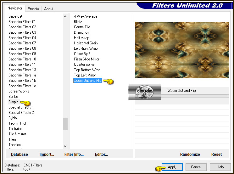 Effecten - Insteekfilters - <I.C.NET Software> - Filters Unlimited 2.0 - Simple - Zoom Out and Flip