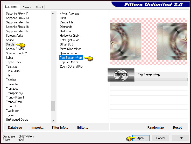 Effecten - Insteekfilters - <I.C.NET Software> - Filters Unlimited 2.0 - Simple - Top Bottom Wrap :