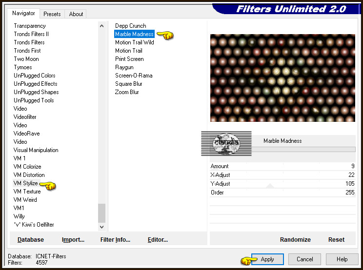 Effecten - Insteekfilters - <I.C.NET Software> - Filters Unlimited 2.0 - VM Stylize - Marble Madness