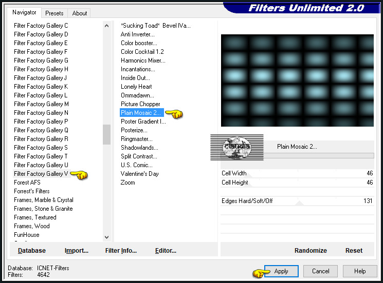 Effecten - Insteekfilters - <I.C.NET Software> - Filters Unlimited 2.0 - Filter Factory Gallery V - Plain Mosaic 2... :