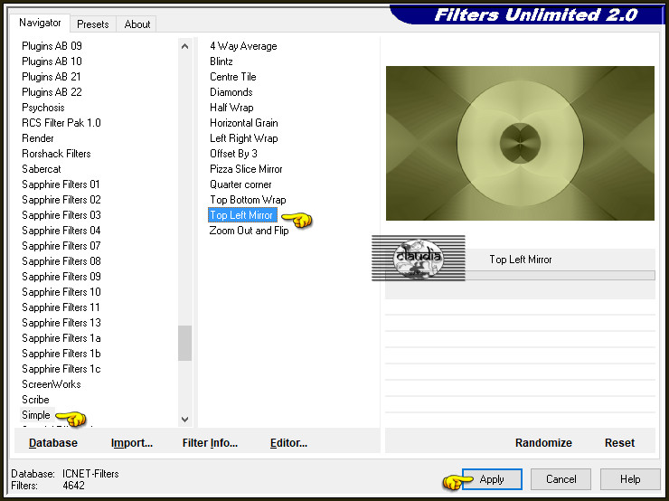Effecten - Insteekfilters - <I.C.NET Software> - Filters Unlimited 2.0 - Simple - Top Left Mirror :