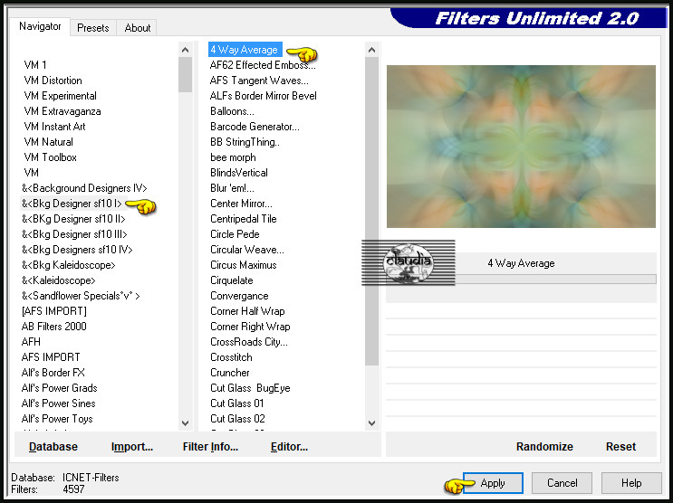 Effecten - Insteekfilters - <I.C.NET Software> - Filters Unlimited 2.0 - &<Bkg Designer sf10 I> - 4 Way Average