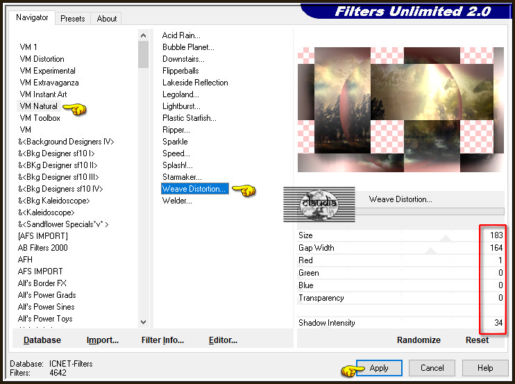 Effecten - Insteekfilters - <I.C.NET Software> - Filters Unlimited 2.0 - VM Natural - Weave Distortion... :