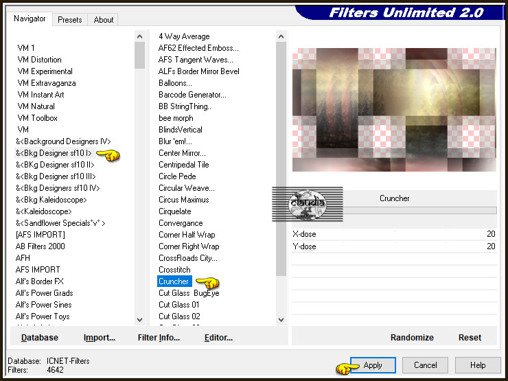 Effecten - Insteekfilters - <I.C.NET Software> - Filters Unlimited 2.0 - &<Bkg Designer sf10 I> - Cruncher :