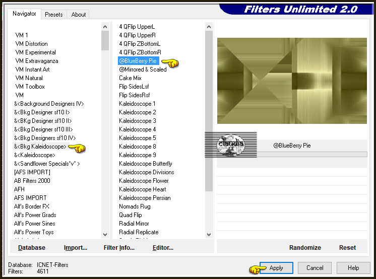 Effecten - Insteekfilters - <I.C.NET Software> - Filters Unlimited 2.0 - &<Bkg Kaleidoscope> - @Blueberry Pie