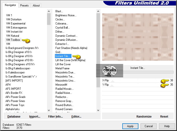 Effecten - Insteekfilters - <I.C.NET Software> - Filters Unlimited 2.0 - VM Toolbox - Instant Tile