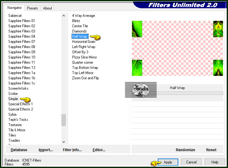 Effecten - Insteekfilters - <I.C.NET Software> - Filters Unlimited 2.0 - Simple - Half Wrap
