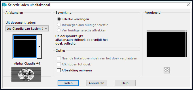 Selecties - Selectie laden/opslaan - Selectie laden uit alfakanaal : Alpha_Claudia #4