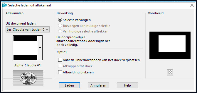 Selecties - Selectie laden/opslaan - Selectie laden uit alfakanaal : Alpha_Claudia #1