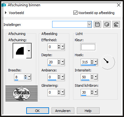 Effecten - 3D-Effecten - Afschuining binnen