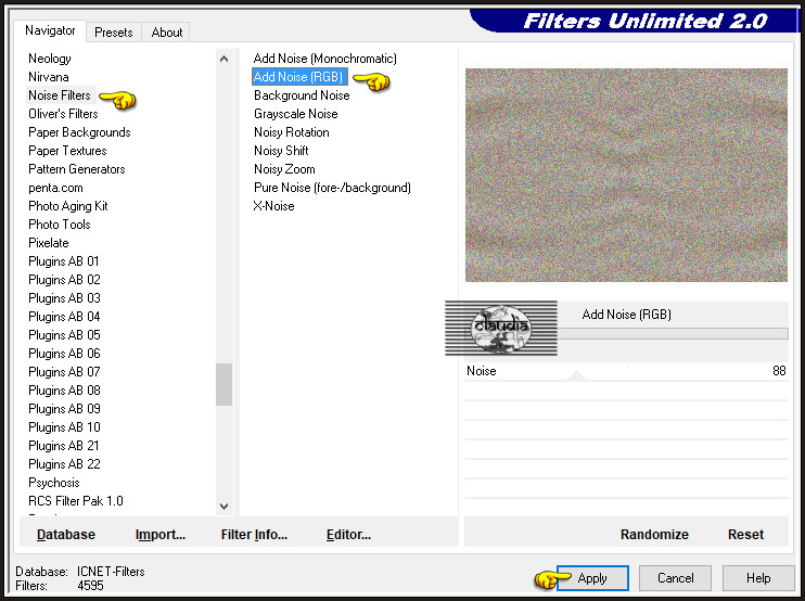 Effecten - Insteekfilters - <I.C.NET Software> - Filters Unlimited 2.0 - Noise Filters - Add Noise (RGB)