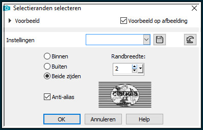 Selecties - Wijzigen - Selectieranden selecteren :