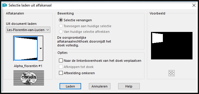 Selecties - Selectie laden/opslaan - Selectie laden uit alfakanaal : Alpha_florentin #1