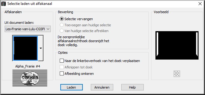 Selecties - Selectie laden/opslaan - Selectie laden uit alfakanaal : Alpha_Franie #4