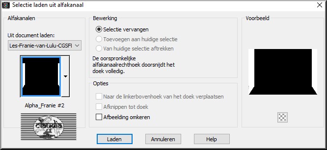 Selecties - Selectie laden/opslaan - Selectie laden uit alfakanaal : Alpha_Franie #2