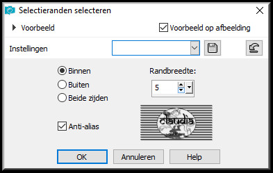 Selecties - Wijzigen - Selectieranden selecteren