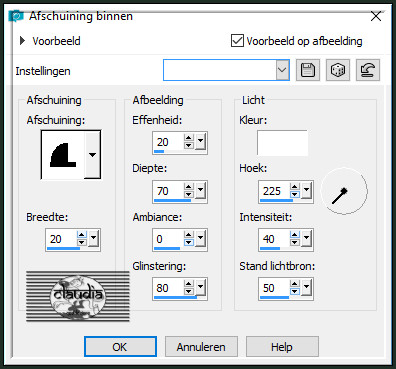 Effecten - 3D-Effecten - Afschuining binnen