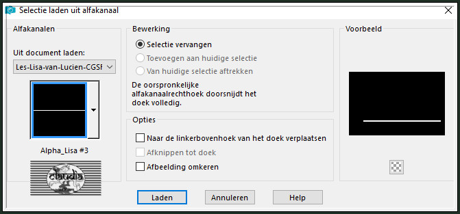 Selecties - Selectie laden/opslaan - Selectie laden uit alfakanaal : Alpha_Lisa #3