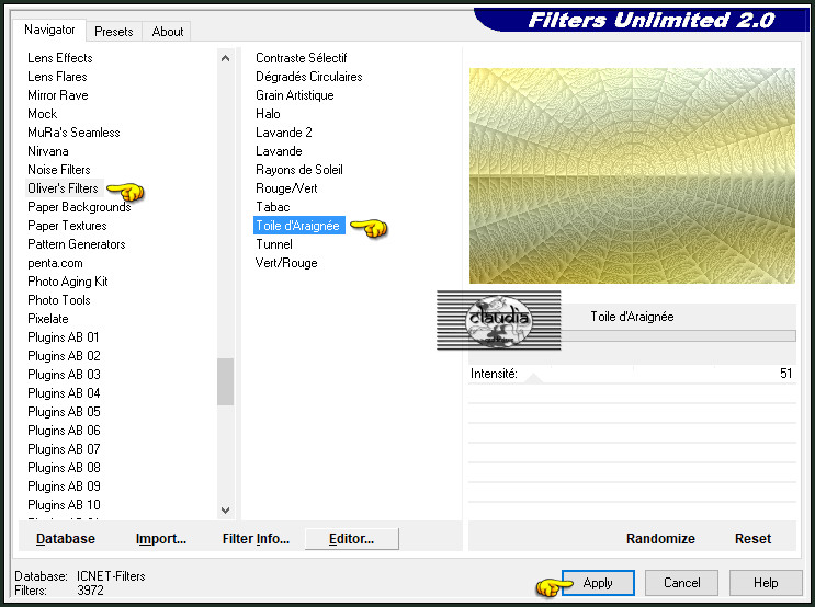 Effecten - Insteekfilters - <I.C.NET Software> - Filters Unlimited 2.0 - Oliver's Filters - Toile d'Araignée