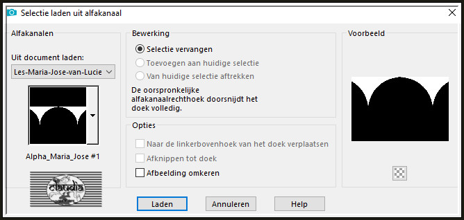 Selecties - Selectie laden/opslaan - Selectie laden uit alfkanaal : Alpha_Maria_Jose #1