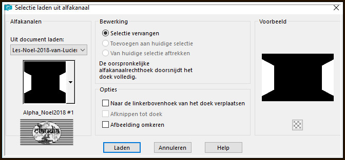 Selecties - Selectie laden/opslaan - Selectie laden uit alfakanaal : Alpha_Noel2018