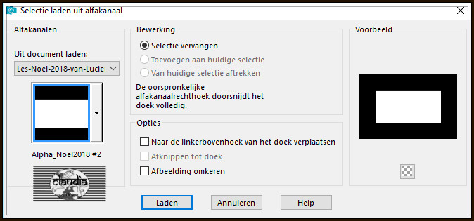 Selecties - Selectie laden/opslaan - Selectie laden uit alfakanaal : Alpha_Noel2018 #2