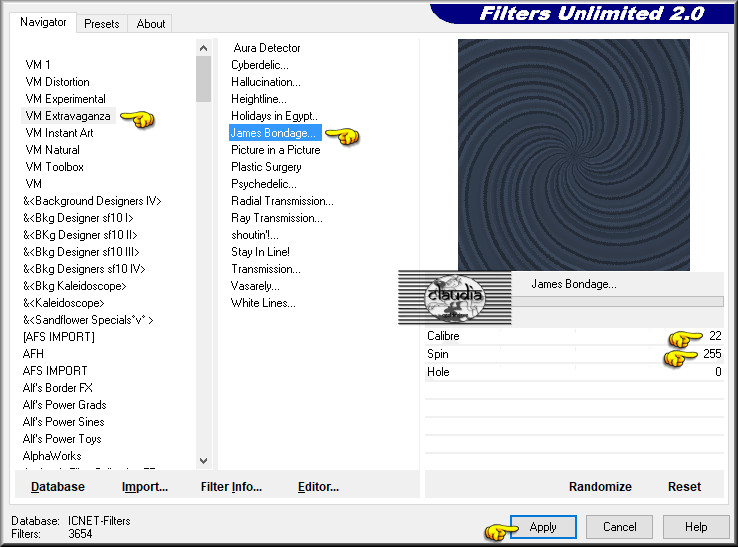 Effecten - Insteekfilters - <I.C.NET Software> - Filters Unlimited 2.0 - VM Extravaganza - James Bondage 