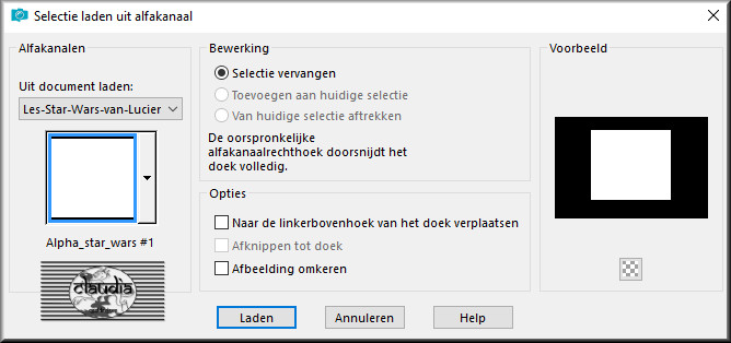 Selecties - Selectie laden/opslaan - Selectie laden uit alfakanaal : Alpha_star-wars #1
