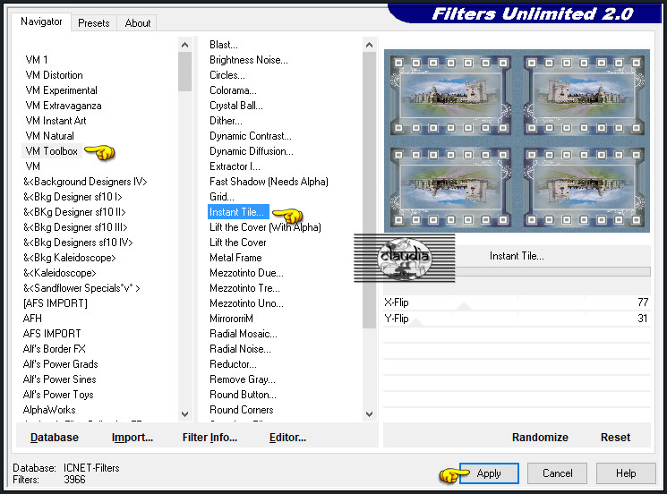 Effecten - Insteekfilters - <I.C.NET Software> - Filters Unlimited 2.0 - VM Toolbox - Instant Tile 