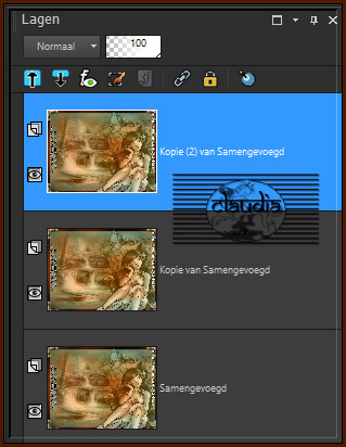 Je hebt nu 3 dezelfde lagen