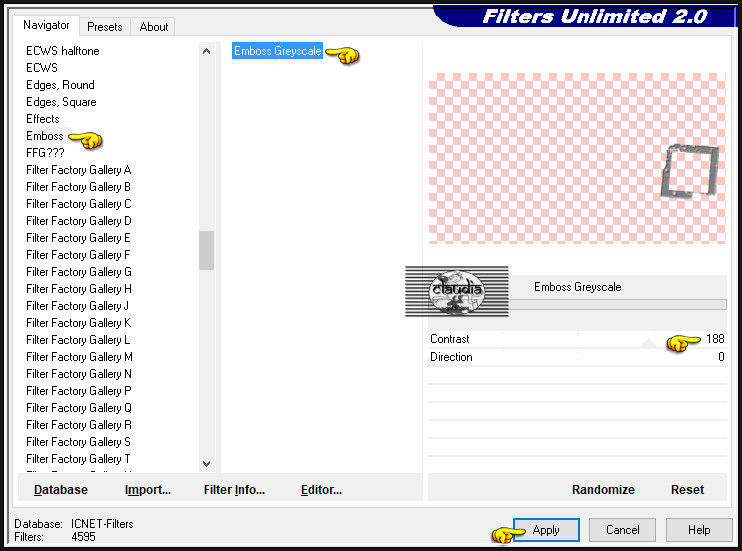 Effecten - Insteekfilters - <I.C.NET Software> - Filters Unlimited 2.0 - Emboss - Emboss Greyscale