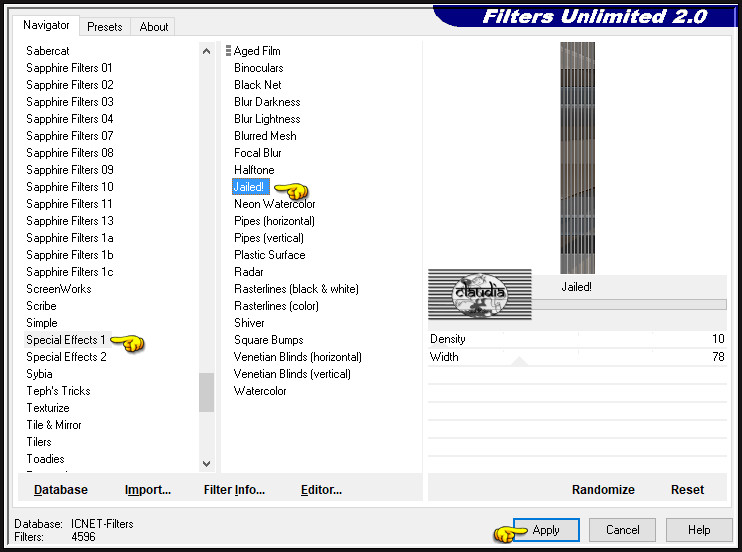 Effecten - Insteekfilters - <I.C.NET Software> - Filters Unlimited 2.0 - Special Effects 1 - Jailed!