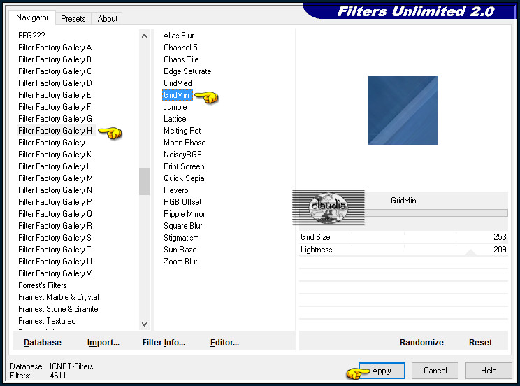 Effecten - Insteekfilters - <I.C.NET Software> - Filters Unlimited 2.0 - Filter Factory Gallery H - GridMin